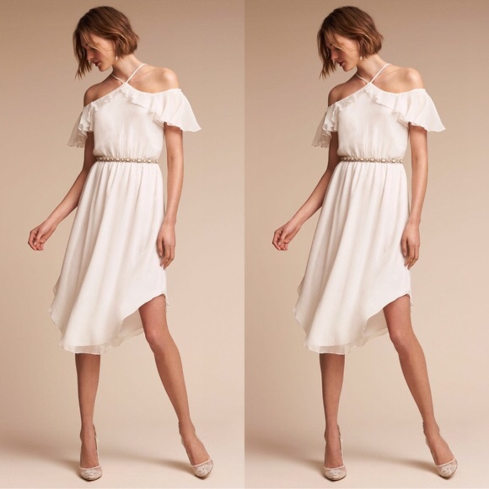 NWT Shoshanna Miller Bridal Off the Shoulder Dress in Ivory Silk from BHLDN